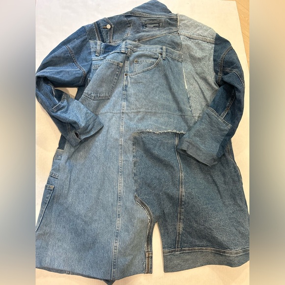 Dry Clean Only Bangkok Upcycled Patchwork Zip Front Cinched Denim Jacket - Picture 3 of 3